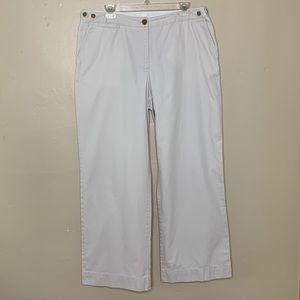 LANDS’ END Pants Cream Wide Leg Sustainable Cotton Work Casual Neutral 14